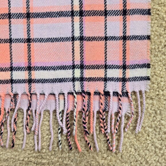 J. Crew Pink Plaid Wool Blend Scarf - Picture 2 of 8